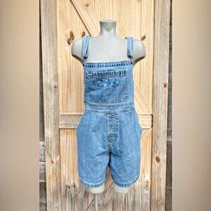 Vintage 90s Northern Reflections Denim Floral Embroidered Bib Overalls Shortalls